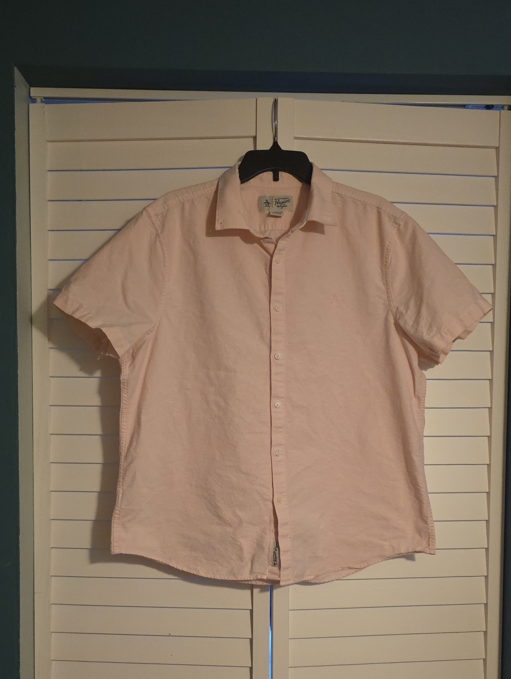 Original Penguin Men's Pale Pink Short-Sleeve Button Down Shirt